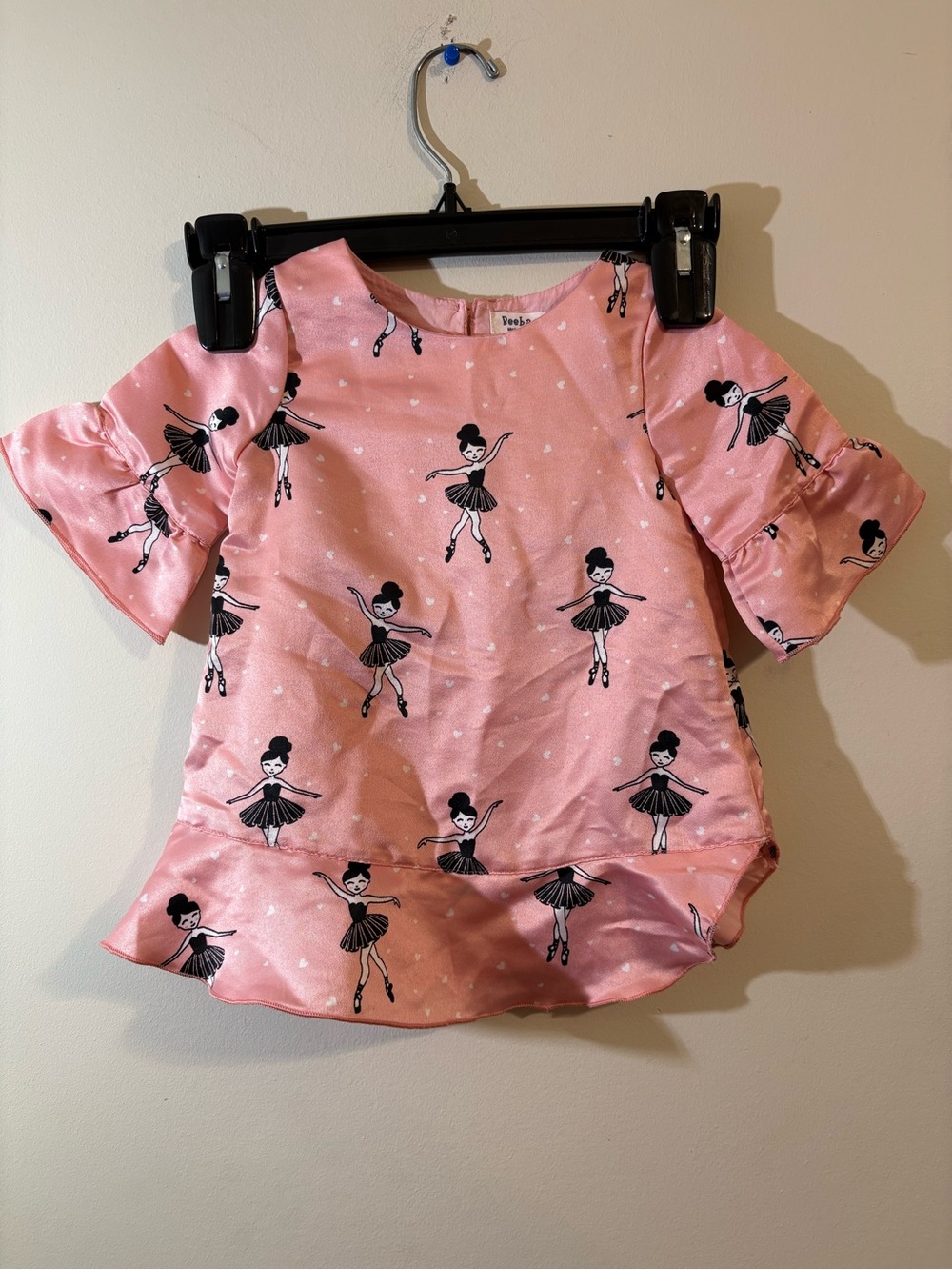 Beebay Ballerina‎ dress Girls 9/12 months pink silk Ballerina Girl Print Top